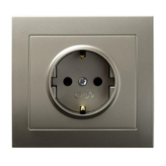 KIER Gniazdo pojedyncze z uziemieniem schuko kolor satyna light GP-1WS/45 OSPEL