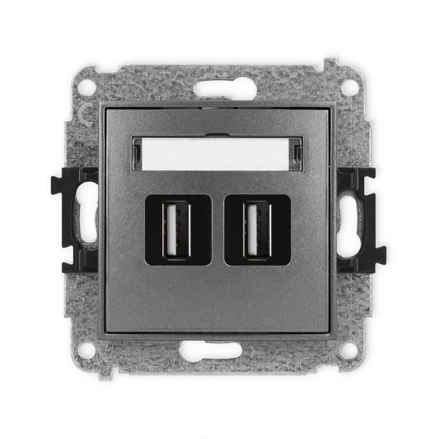 ICON Gniazdo podwójne 2xUSB A-A 2.0 grafitowy 11IGUSB-2 KARLIK