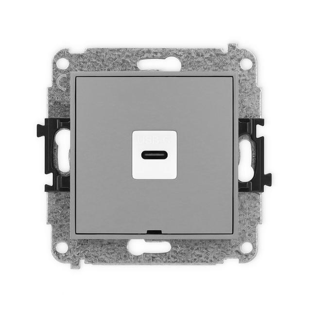 ICON Gniazdo pojedyncze 1xUSB C-C, bez pola opisowego szary mat 27IGUSBBO-7 KARLIK
