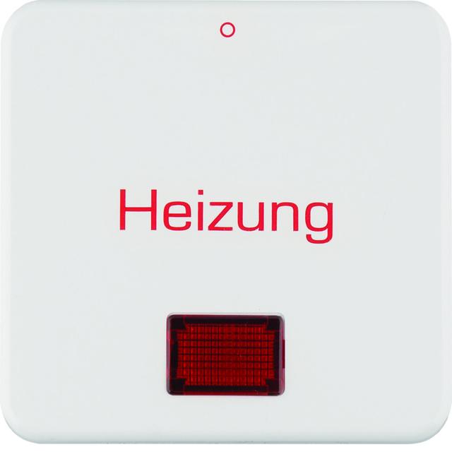 Berker IP44 Klawisz z soczewką i nadrukiem  Heizung  i  0 , biały połysk