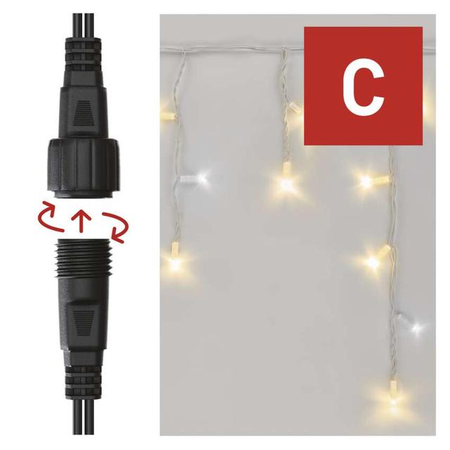 Oświetlenie łączone Profi sople 50LED 3m ciepła+zim biel biały błysz przewód IP44 timer D2CN02 EMOS