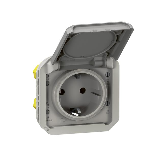 NOWE PLEXO - GN. SCHUKO 2P+Z ZACISKI AUTO MECHANIZM 16 A-250V SZARE 069570L LEGRAND