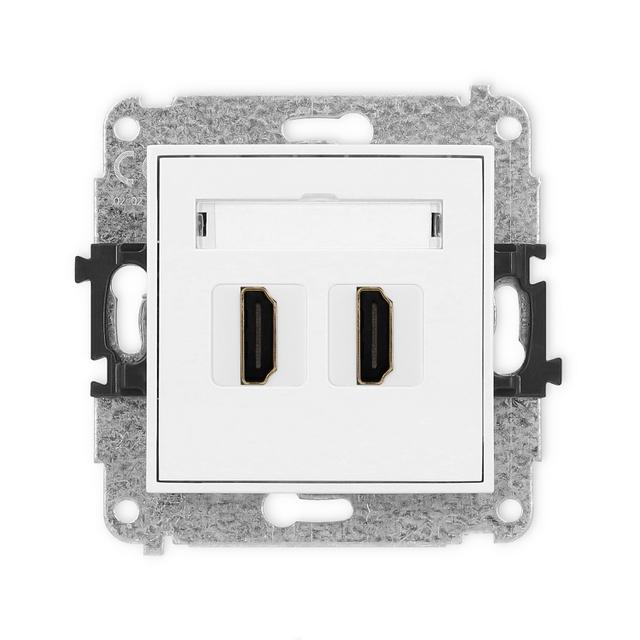 MINI Mechanizm gniazda podwójnego HDMI 2.0 biały mat