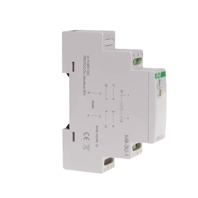 Przetwornik pomiaru napięcia trójfazowy z wyjściem MODBUS RTU MAX-MB-3U-1 F&F