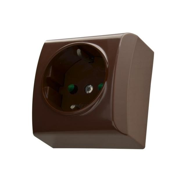 BIS Gniazdo pojedyncze z przesłonami torów prądowych - kolor brązowy