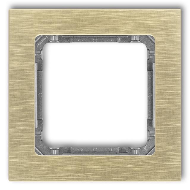 DECO Ramka uniwersalna pojedyncza - aluminium szczotkowane (ramka: kolor mosiężny; spód: grafitowy)