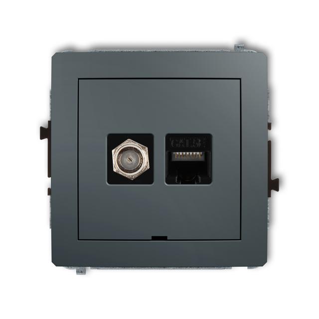 DECO Mechanizm gniazda antenowego poj. typu F (SAT) + gniazda komp. poj. 1xRJ45, kat. 5e, 8-stykowy,