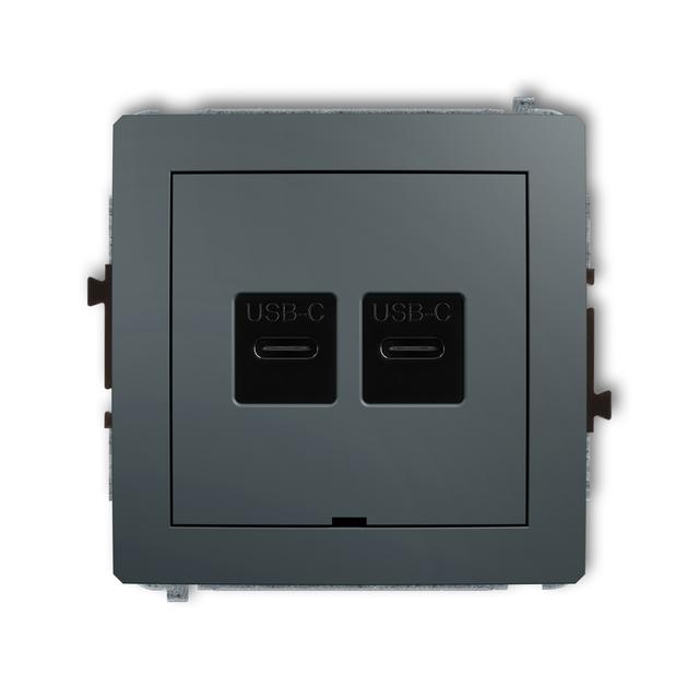 DECO Mechanizm ładowarki USB podwójnej 2xUSB C, 20W max., bez pola opisowego grafitowy mat