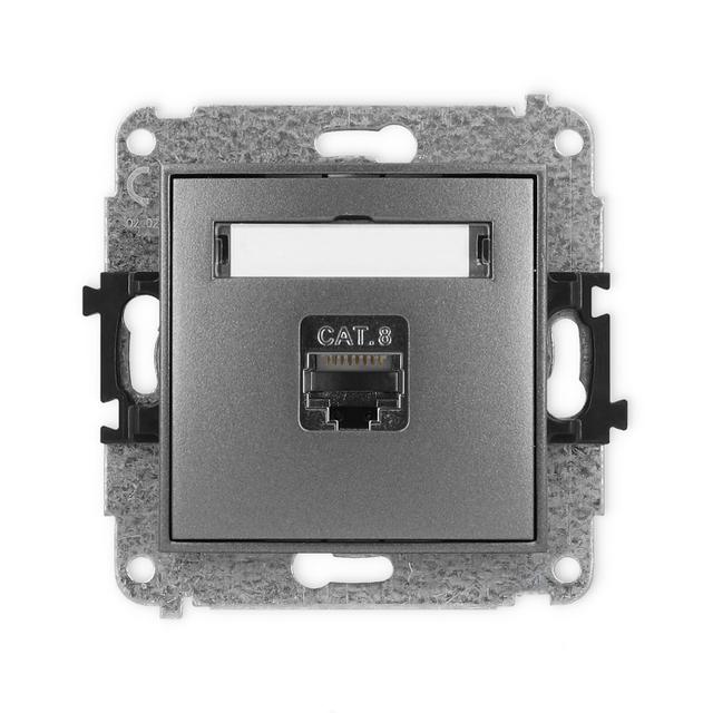 ICON Mechanizm gniazda komputerowego pojedynczego 1xRJ45, kat. 8, ekranowany, 8-stykowy grafitowy