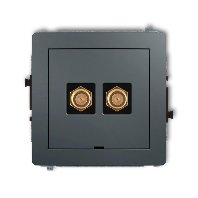 DECO Mechanizm gniazda antenowego podwójnego typu F (SAT) pozłacany, bez pola opisowego grafitowy ma