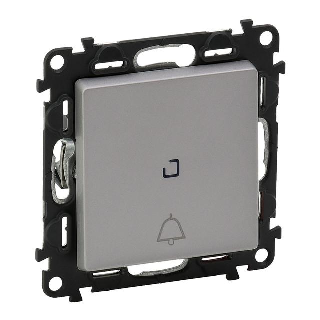 VALENA LIFE PRZYCISK PRZEŁĄCZY NO/NC PODŚWIETLANY Z SYMBOLEM DZWONKA ALUMINIUM 6 A - 250 V~, Legrand