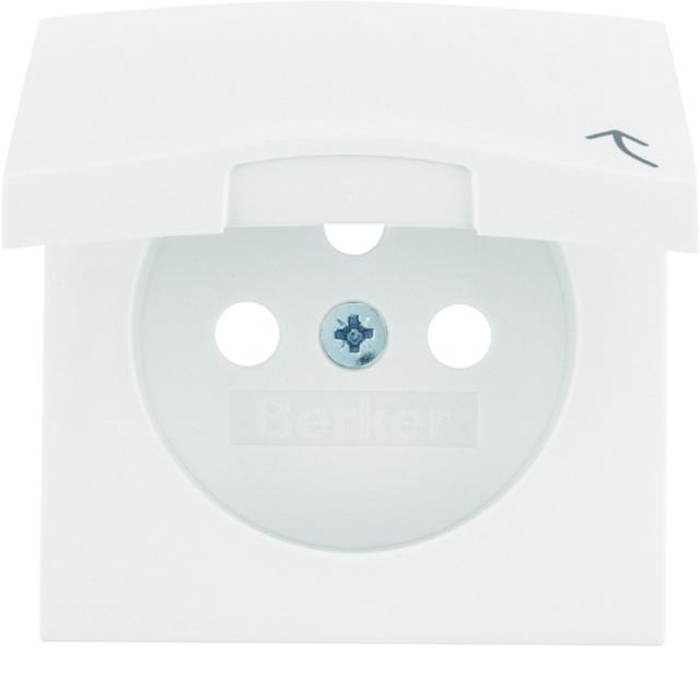 BERKER B.Kwadrat Płytka czołowa do gniazda z uziemieniem z pokrywą biały 3965898999 HAGER