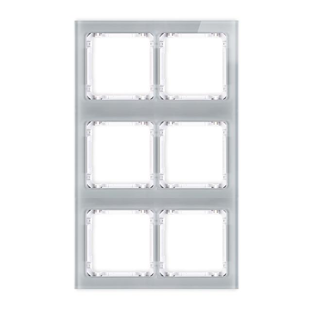 DECO Ramka modułowa 6 krotna (2 poziom, 3 pion) - efekt szkła (ramka szara; spód biała)