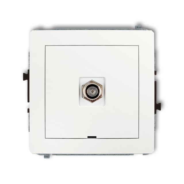 DECO Mechanizm gniazda antenowego pojedynczego typu F (SAT) niklowany, bez pola opisowego biały mat