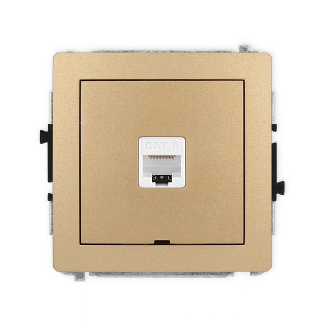 DECO Mechanizm gniazda komputerowego pojedynczego 1xRJ45, kat. 6, 8-stykowy, bez pola opisowego złot