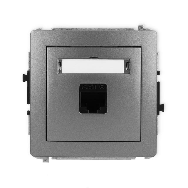 DECO Mechanizm gniazda komputerowego pojedynczego 1xRJ45, kat. 6, 8-stykowy grafitowy