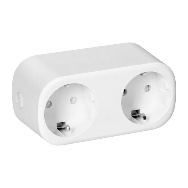 Rozgałęźnik bezprzewodowy podwójny Tuya Smart Wi-Fi, Schuko, biały