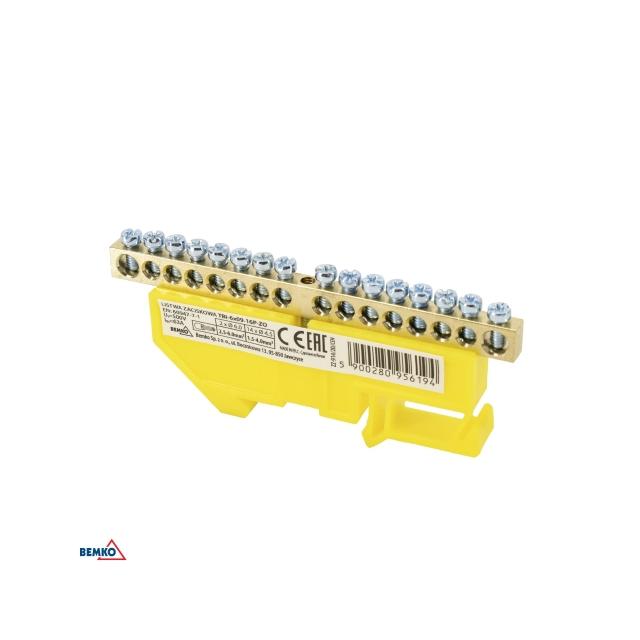 LISTWA ZACISKOWA NA SZYNĘ 8x12 16-TOROWA ŻÓŁTA