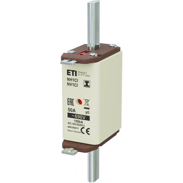 Wkładka topikowa NH zwłoczna KOMBI Zaczepy izolowane NH1C/I gG 50A 690V 004194311 ETI
