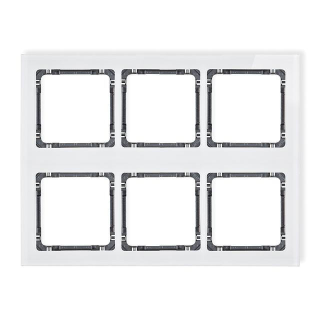 DECO Ramka modułowa 6 krotna (3 poziom, 2 pion) - efekt szkła (ramka biała; spód grafitowy)