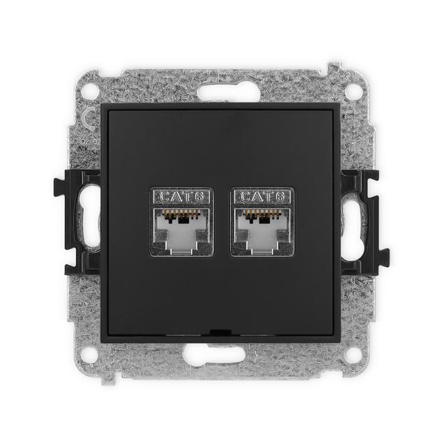 ICON Mechanizm gniazda komputerowego podwójnego 2xRJ45, kat. 6, ekranowany, 8-stykowy, bez pola opis