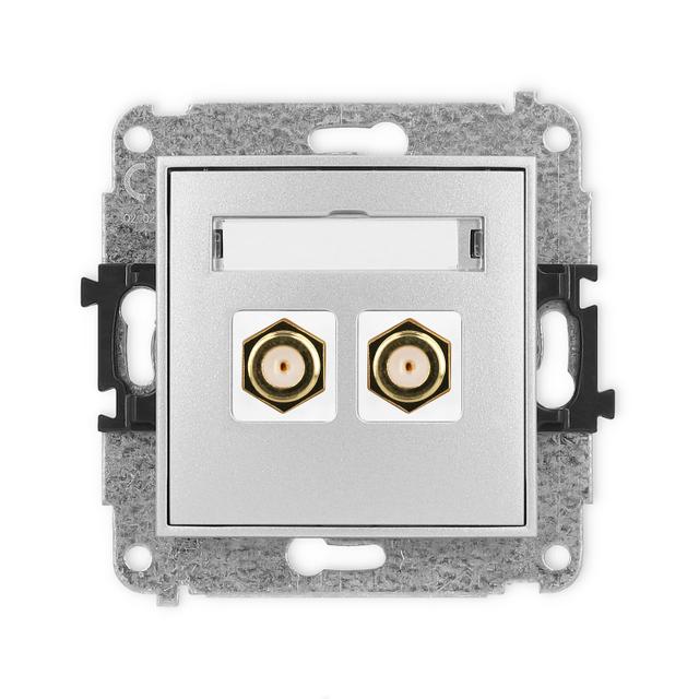 ICON Mechanizm gniazda antenowego podwójnego typu F (SAT) pozłacany srebrny metalik