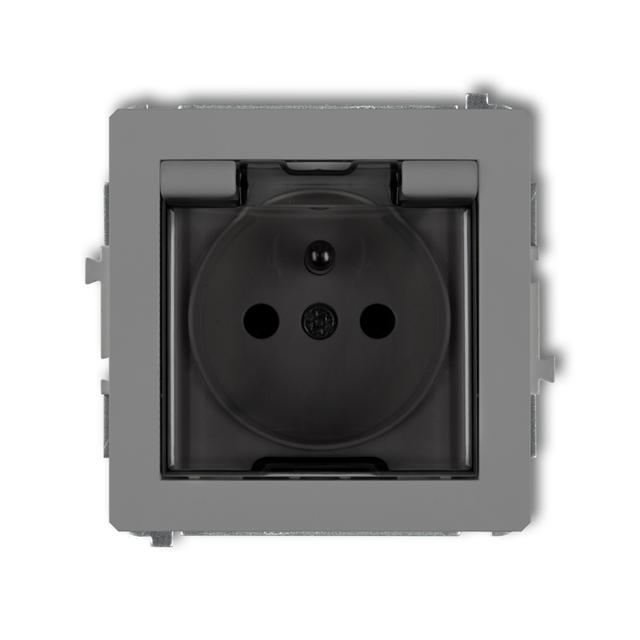 DECO Mechanizm gniazda bryzgoszczelnego z uziemieniem 2P+Z (klapka dymna, przesłony torów prądowych)