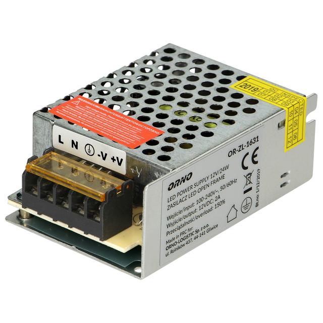 Zasilacz open frame 12 VDC 25W IP20 przeciążalność chwilowa 150% OR-ZL-1631 ORNO