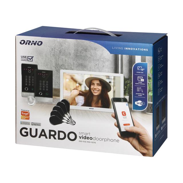 Zestaw wideodomofonowy, bezsłuchawkowy, monitor 10 LCD, menu OSD, WI-FI + APP na telefon, z gniazde OR-VID-MO-1076/W/S ORNO