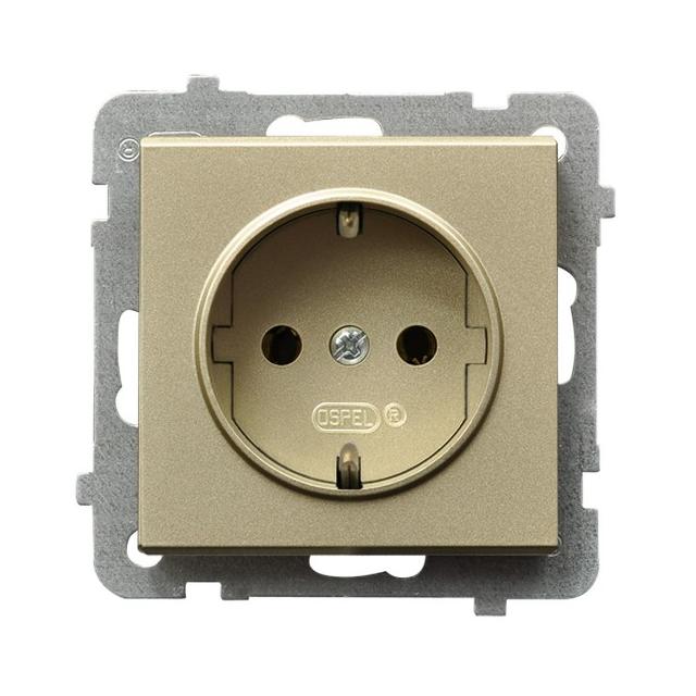 SONATA Gniazdo pojedyncze z uziemieniem schuko - kolor szampański złoty