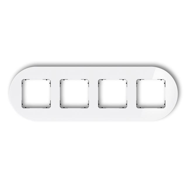 ICON Ramka uniwersalna poczwórna okrągła - efekt szkła (ramka: biała; spód: czarny) biały