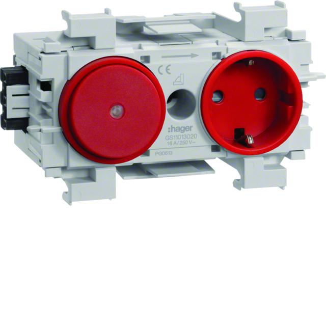 tehalit.WA Gniazdo SCHUKO z przełącz. WAGO montaż krawędziowy czerwony GS11013020 HAGER