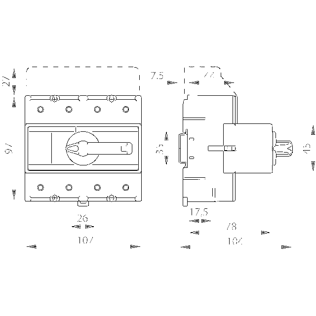 ROZŁĄCZ.IZOL.6 BIEGUN.+2N(ROZŁ.) 160A Z POKRĘTŁEM NA ROZŁĄCZNIKU