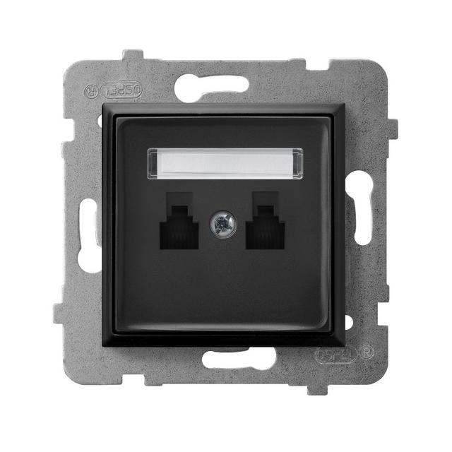 ARIA Gniazdo telefoniczne podwójne równoległe - kolor czarny metalik