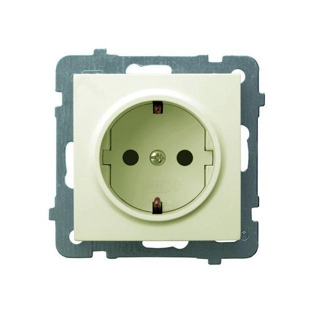 AS Gniazdo pojedyncze z uziemieniem schuko kolor ecru GP-1GS/m/27 OSPEL