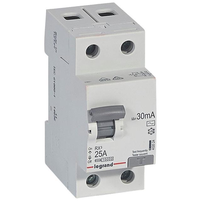 WYŁĄCZNIK RÓŻNICOWOPRĄDOWY RX3 2P 25A 30MA TYP AC, Legrand