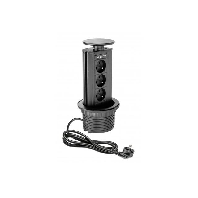 BIURKOWY ROZGAŁĘZIACZ WPUSZCZANY, 3X GNIAZDO Z UZIEMIENIEM (CZARNY)