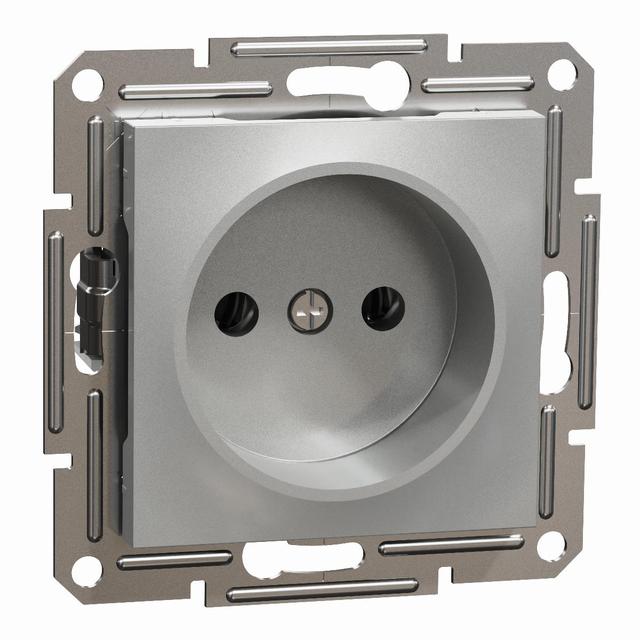 Asfora, gniazdo pojedyncze 2P, bez ramki, aluminium