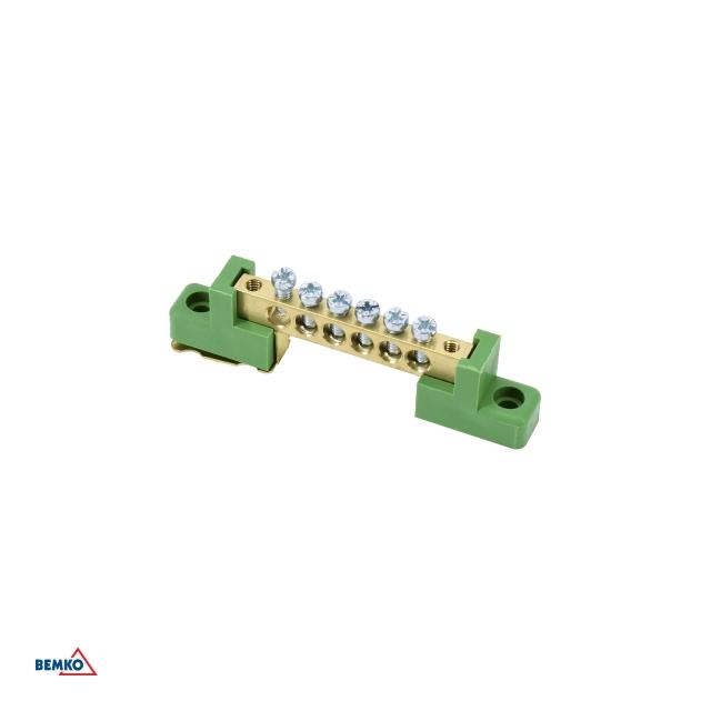 LISTWA ZACISKOWA NA IZOLATORACH PŁASKICH 6x9 6-TOROWA ZIELONA