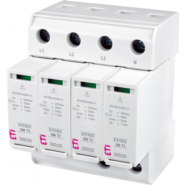 Ogranicznik przepięć T2 (C) - bez prądu upływu TEC SM T2 300/20 4+0 002440750 ETI