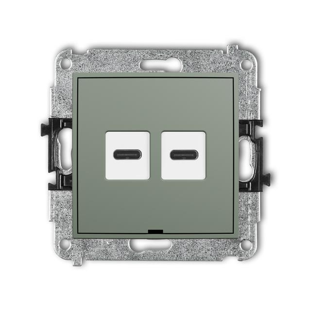 ICON Mechanizm ładowarki USB podwójnej 2xUSB C, 20W max., bez pola opisowego szałwiowy