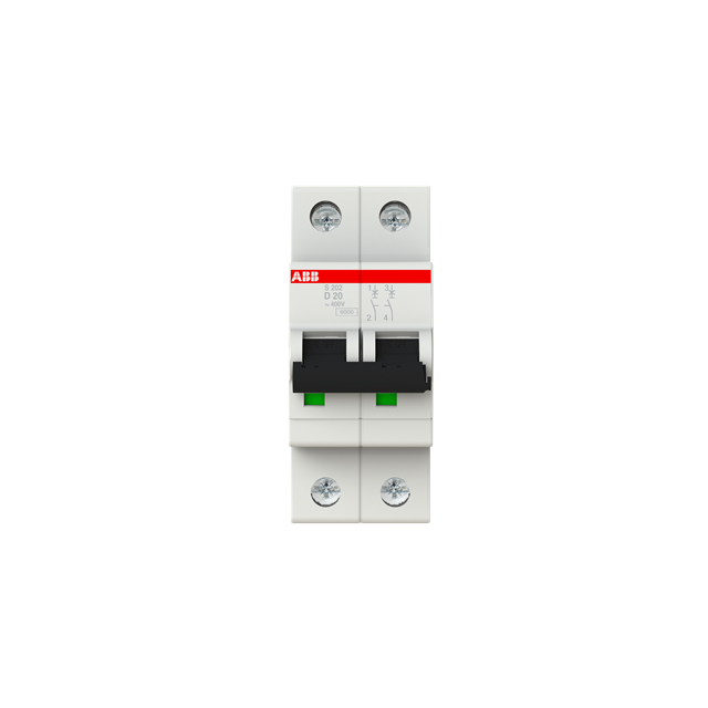 S202-D20 Wyłącznik nadprądowy 6kA 2P D20A 2CDS252001R0201 ABB