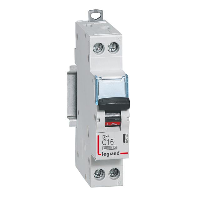 Wyłącznik Nadprądowy S 301N 1P+N C 16 6kA DX3 407742 LEGRAND