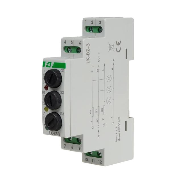 Trójfazowa lampka kontrolna z zabezpieczeniem (żółta-czerwona-zielona)