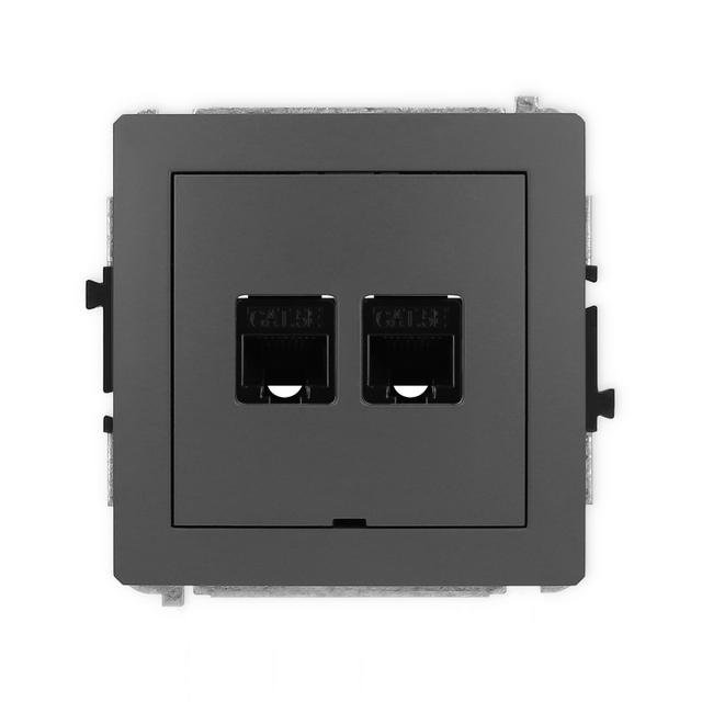 DECO Mechanizm gniazda komputerowego podwójnego 2xRJ45, kat. 5e, 8-stykowy, bez pola opisowego grafi