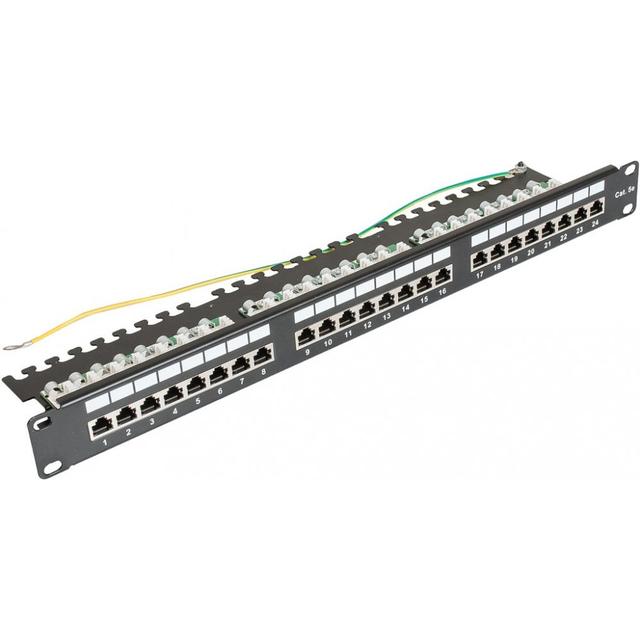 Panel kat. 5e 19 cali 1U 24xRJ45 FTP czarny z półką Partners CCAS-PA5E-24STP-O-2 C&C