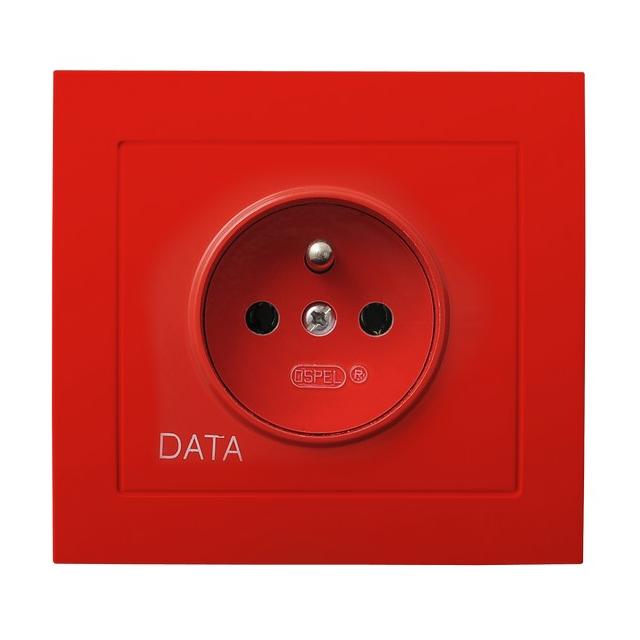 KIER Gniazdo pojedyncze z uziemieniem DATA kolor czerwony GP-1WZD/22 OSPEL
