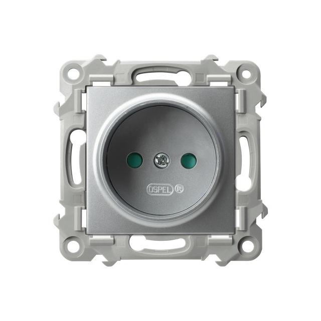 SZAFIR Gniazdo pojedyncze z przesłonami torów prądowych - kolor srebro