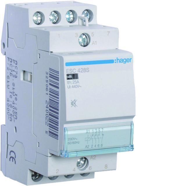 Stycznik modułowy cichy 230V AC 3Z+1R 25A AC-7A B ESC428S HAGER