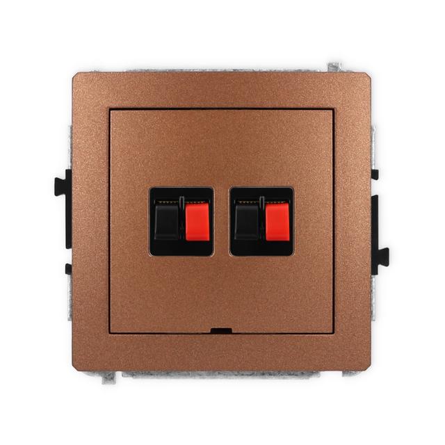 DECO Mechanizm gniazda głośnikowego podwójnego, bez pola opisowego brązowy metalik